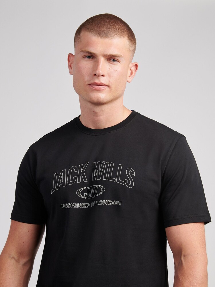 Jack Wills Black Dystopia Stitch Graphic T-Shirt - Image 3 of 3 Jack Wills Black Dystopia Stitch Graphic T-Shirt - Image 3 of 3