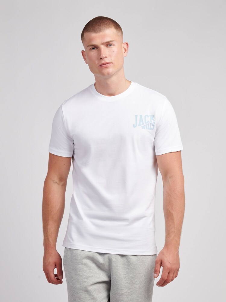 Jack Wills White Slant Stacked Graphic T-Shirt - Image 1 of 4 Jack Wills White Slant Stacked Graphic T-Shirt - Image 1 of 4