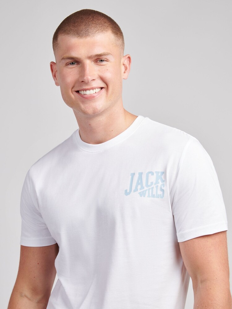 Jack Wills White Slant Stacked Graphic T-Shirt - Image 4 of 4 Jack Wills White Slant Stacked Graphic T-Shirt - Image 4 of 4