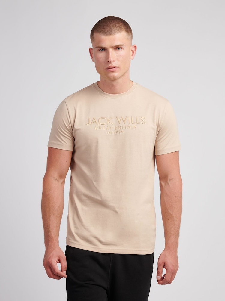 Jack Wills Nude Carnaby T-Shirt - Image 1 of 3 Jack Wills Nude Carnaby T-Shirt - Image 1 of 3