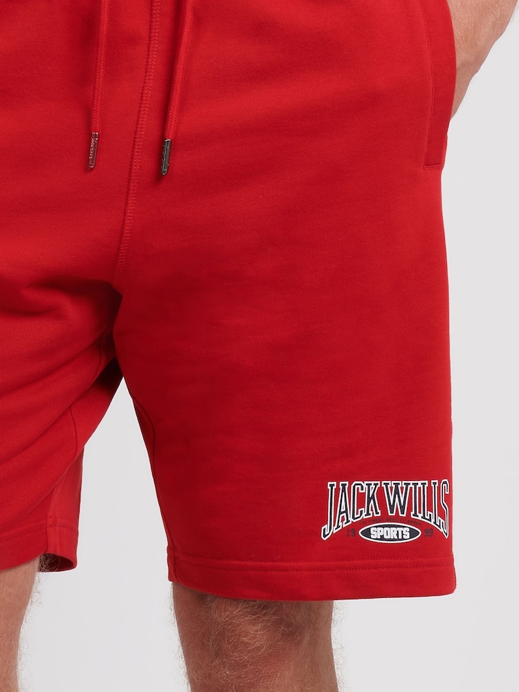 Jack Wills Red Sports Team Loopback Shorts - Image 4 of 4
