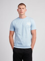Jack Wills Blue Slant Stacked Graphic T-Shirt - Image 1 of 4