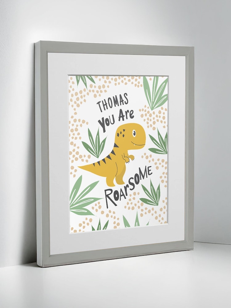 Personalised Dinosaur Children’s Nursery Framed Print by Jonnys Sister - Image 2 of 3 Personalised Dinosaur Children’s Nursery Framed Print by Jonnys Sister - Image 2 of 3