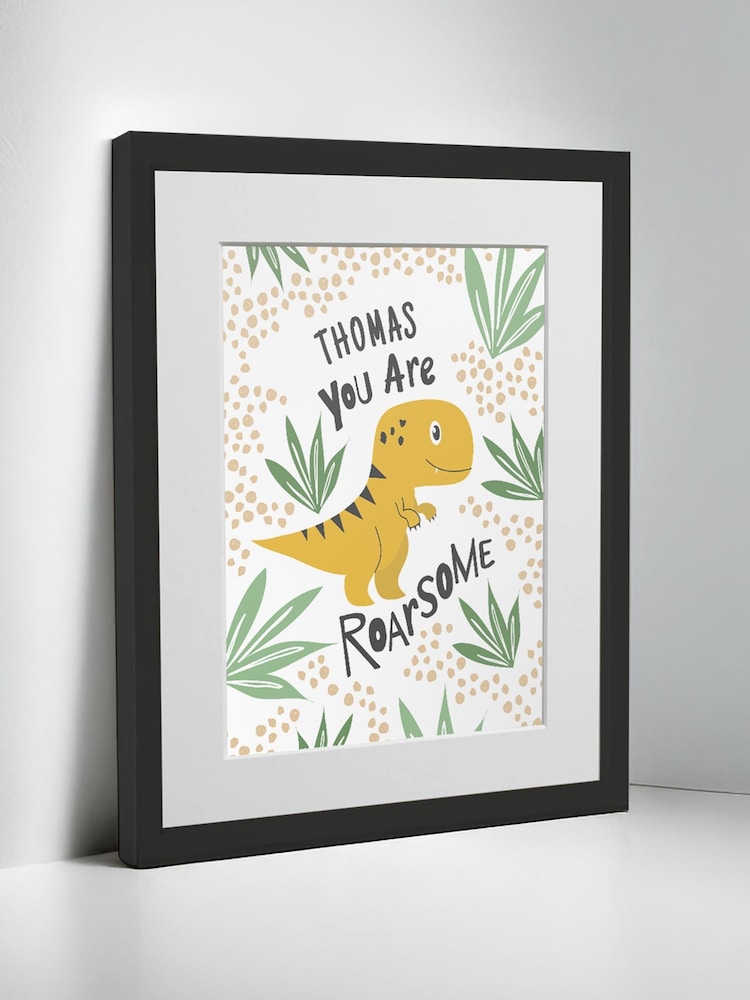 Personalised Dinosaur Childrens Nursery Framed Print by Jonnys Sister - Image 2 of 3 Personalised Dinosaur Childrens Nursery Framed Print by Jonnys Sister - Image 2 of 3