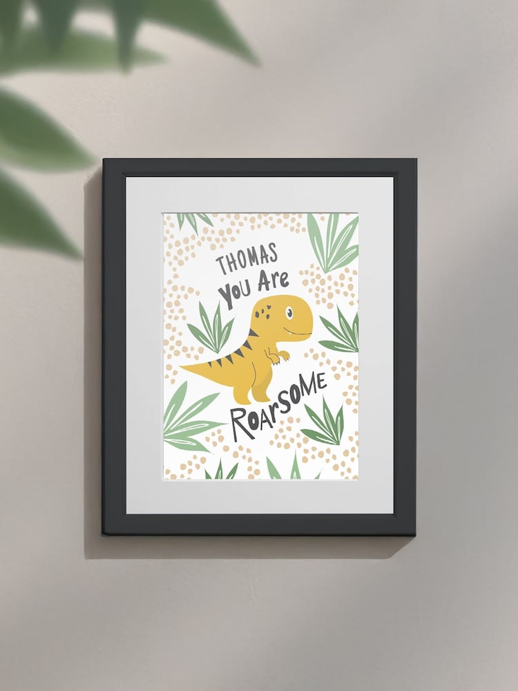 Personalised Dinosaur Childrens Nursery Framed Print by Jonnys Sister - Image 3 of 3 Personalised Dinosaur Childrens Nursery Framed Print by Jonnys Sister - Image 3 of 3