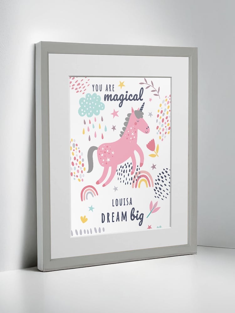 Personalised Unicorn Children’s Nursery Framed Print by Jonnys Sister - Image 2 of 3 Personalised Unicorn Children’s Nursery Framed Print by Jonnys Sister - Image 2 of 3