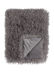 Furn Grey Rowan Faux Fur Throw - Image 1 of 3