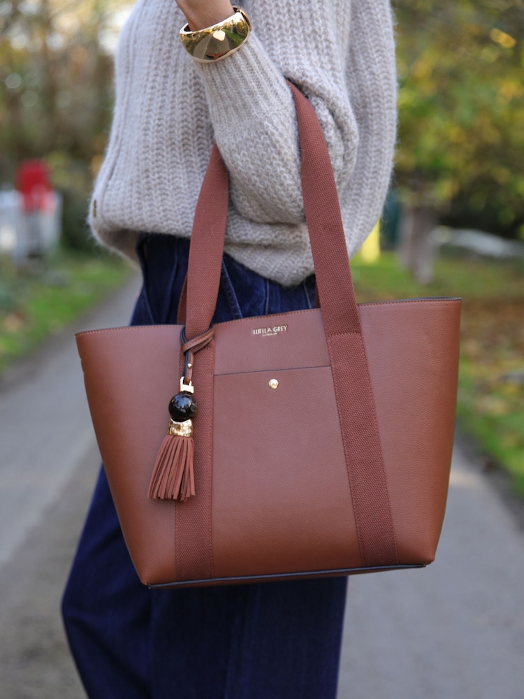 Luella Grey Cream Benita Casual Tote With Pouch - Image 1 of 6 Luella Grey Cream Benita Casual Tote With Pouch - Image 1 of 6