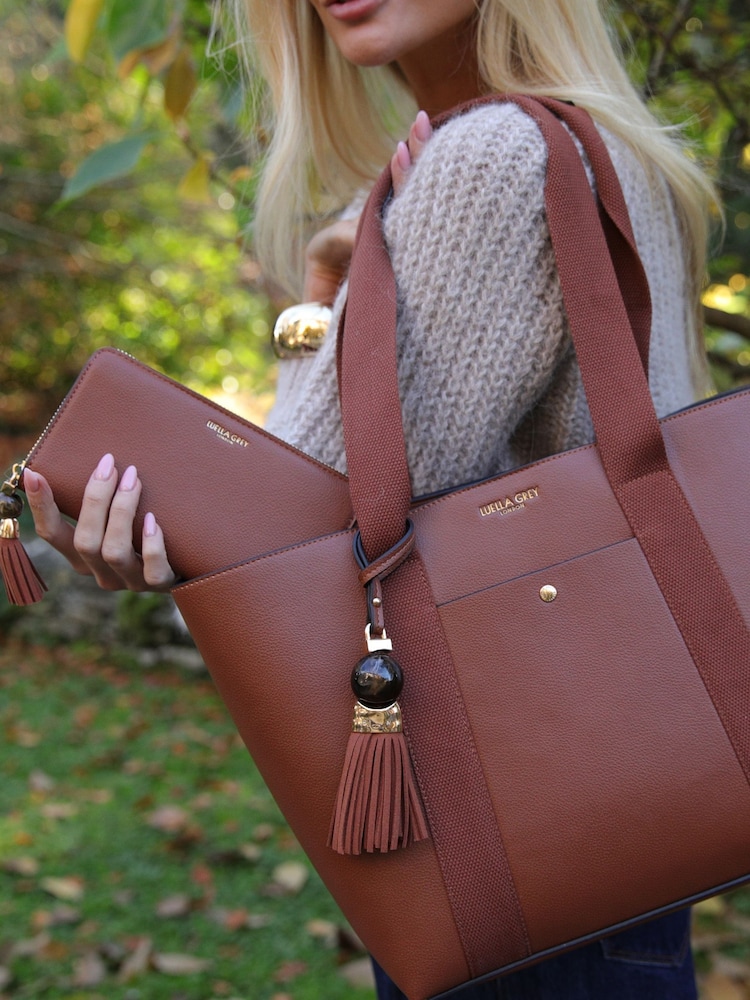 Luella Grey Cream Benita Casual Tote With Pouch - Image 2 of 6 Luella Grey Cream Benita Casual Tote With Pouch - Image 2 of 6