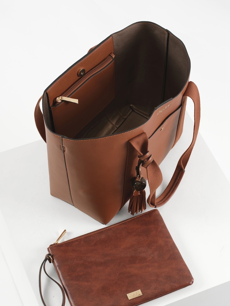 Luella Grey Cream Benita Casual Tote With Pouch - Image 6 of 6 Luella Grey Cream Benita Casual Tote With Pouch - Image 6 of 6
