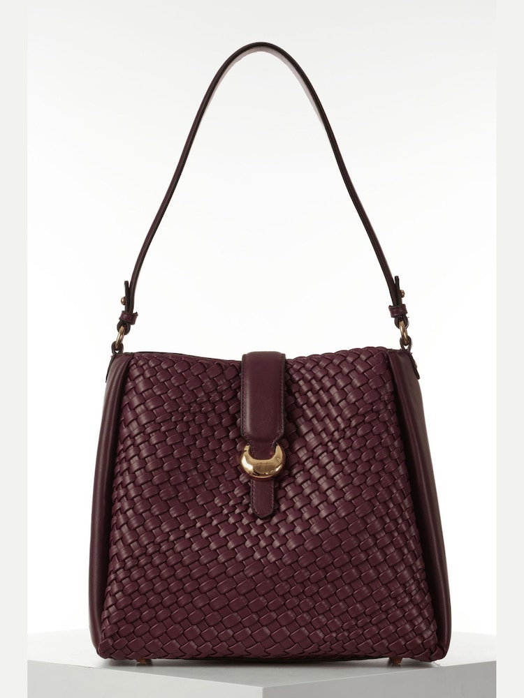 Luella Grey Purple Flora Weave Hobo Bag - Image 1 of 6 Luella Grey Purple Flora Weave Hobo Bag - Image 1 of 6