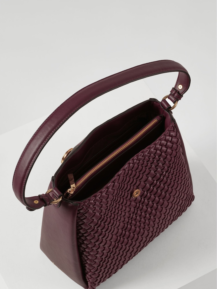 Luella Grey Purple Flora Weave Hobo Bag - Image 2 of 6 Luella Grey Purple Flora Weave Hobo Bag - Image 2 of 6