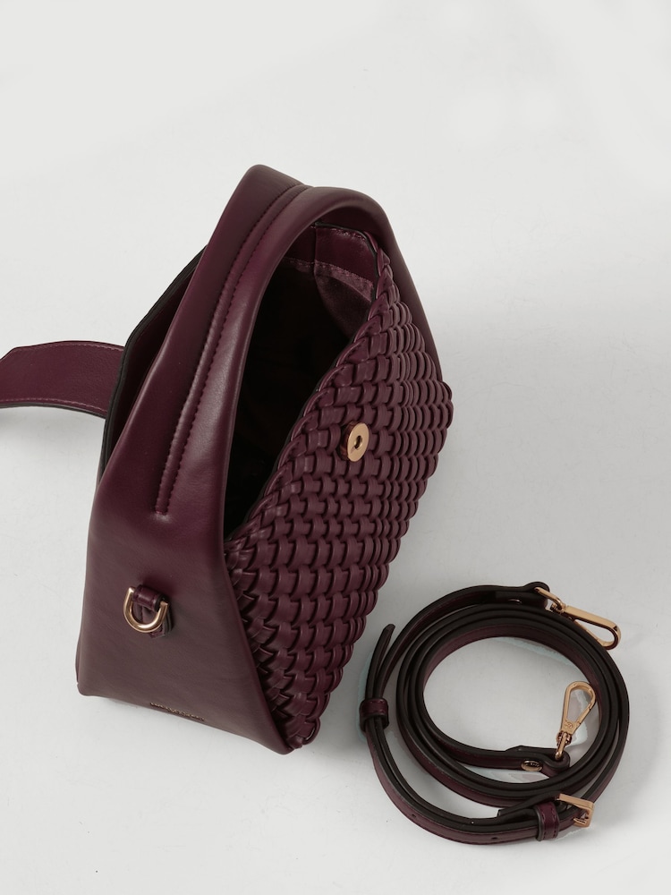 Luella Grey Purple Maggie Weave Cross-Body Bag - Image 6 of 6 Luella Grey Purple Maggie Weave Cross-Body Bag - Image 6 of 6