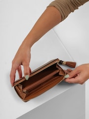 Luella Grey Tan Brown Murtle Large Tassel Purse - Image 2 of 3