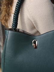 Luella Grey Blue Simone Woven Handle Hobo Bag - Image 6 of 7