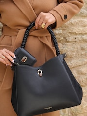 Luella Grey Simone Woven Handle Hobo Black Bag - Image 2 of 7