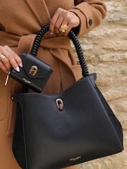 Luella Grey Simone Woven Handle Hobo Black Bag - Image 3 of 7