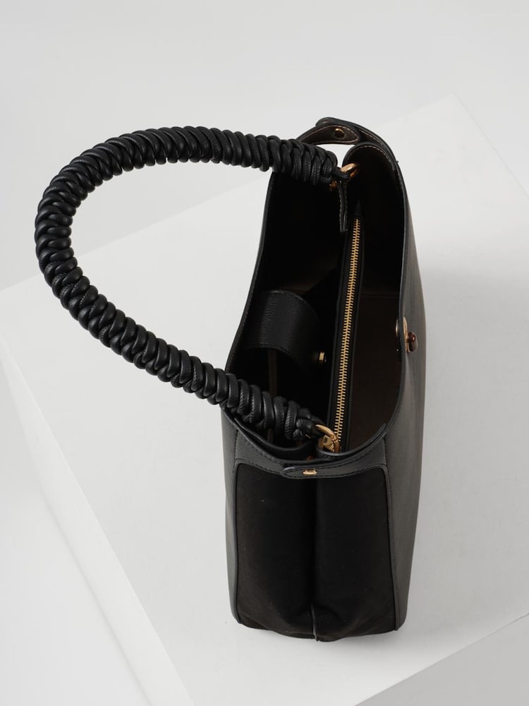 Luella Grey Simone Woven Handle Hobo Black Bag - Image 7 of 7 Luella Grey Simone Woven Handle Hobo Black Bag - Image 7 of 7