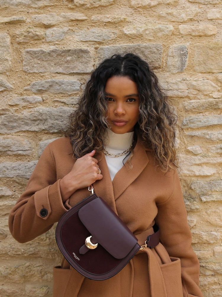 Luella Grey Burgundy Venetia Saddle Cross-Body Bag - Image 1 of 6 Luella Grey Burgundy Venetia Saddle Cross-Body Bag - Image 1 of 6