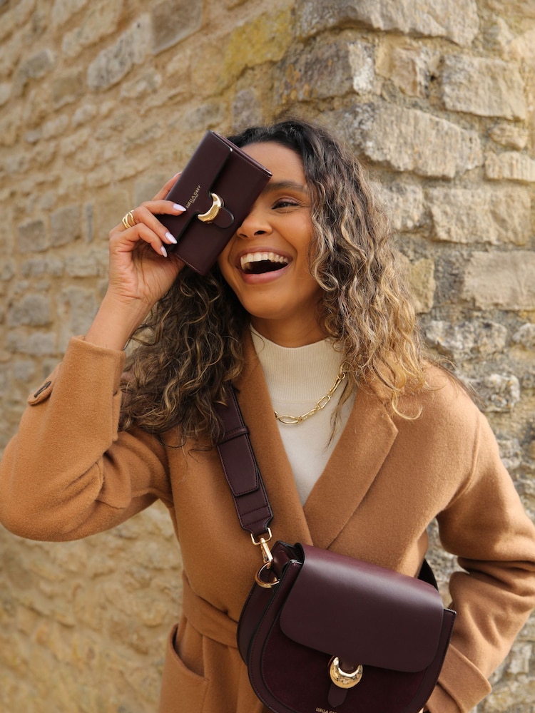 Luella Grey Burgundy Venetia Saddle Cross-Body Bag - Image 2 of 6 Luella Grey Burgundy Venetia Saddle Cross-Body Bag - Image 2 of 6