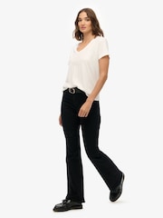 Superdry Black Cotton Mid Rise Flare Jeans - Image 3 of 7