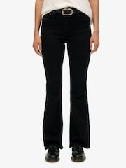 Superdry Black Cotton Mid Rise Flare Jeans - Image 5 of 7