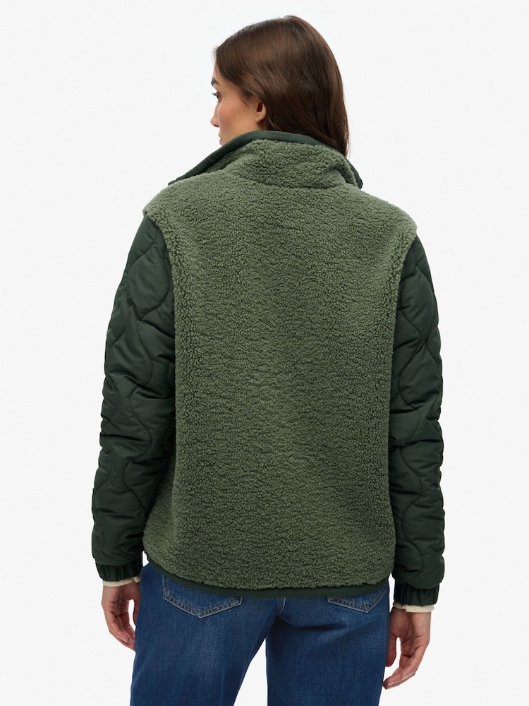 Superdry Green Fleece Hybrid Jacket - Image 2 of 8