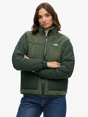 Superdry Green Fleece Hybrid Jacket - Image 3 of 8