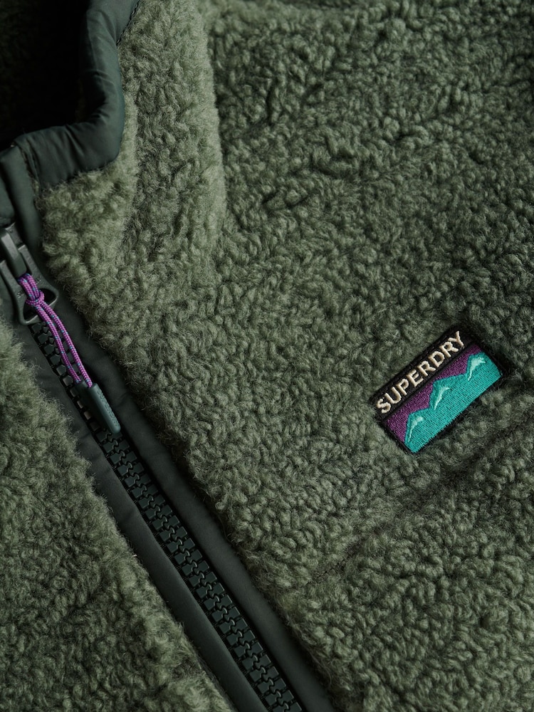 Superdry Green Fleece Hybrid Jacket - Image 8 of 8
