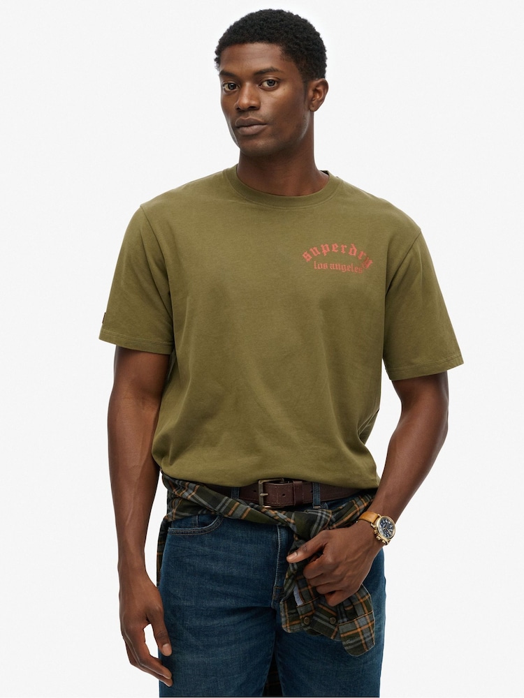 Superdry Green Tattoo Loose T-Shirt - Image 1 of 6