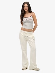 Superdry White Athletic Print Flare Joggers - Image 1 of 7