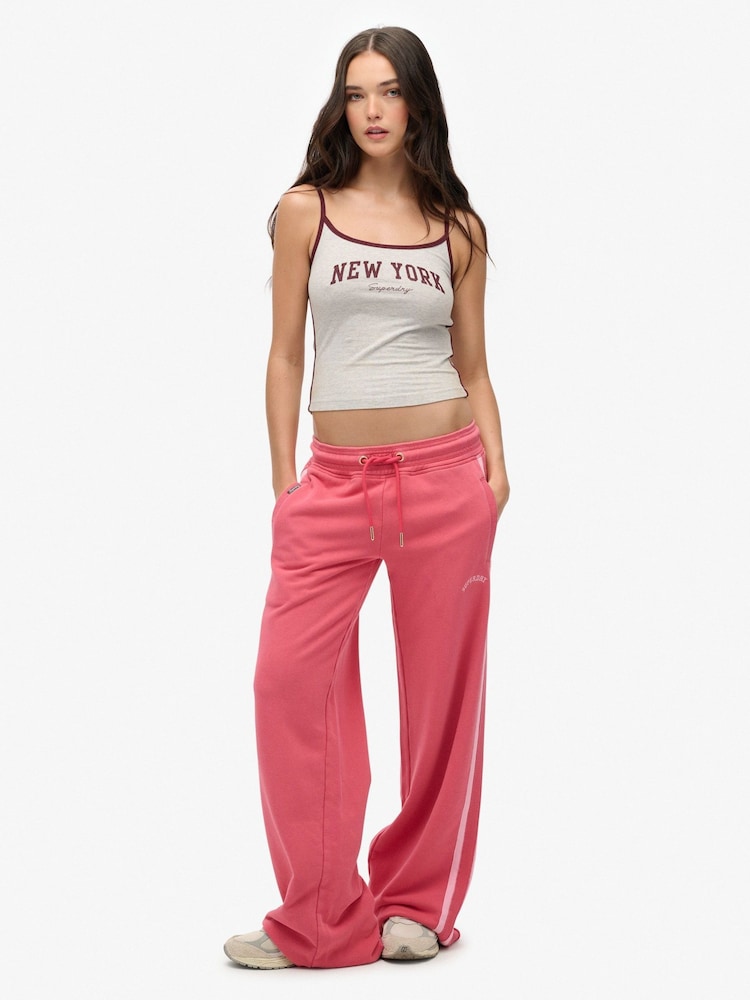 Superdry Red Athletic Essentials Logo Straight Joggers - Image 1 of 7 Superdry Red Athletic Essentials Logo Straight Joggers - Image 1 of 7