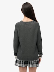 Superdry Grey Slouchy Intarsia Graphic Knitted Jumper - Image 2 of 6