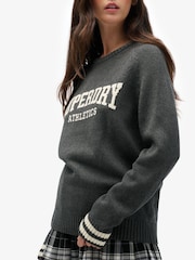 Superdry Grey Slouchy Intarsia Graphic Knitted Jumper - Image 4 of 6