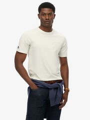 Superdry Cream Athletic Embossed Relaxed T-Shirt - Image 1 of 7