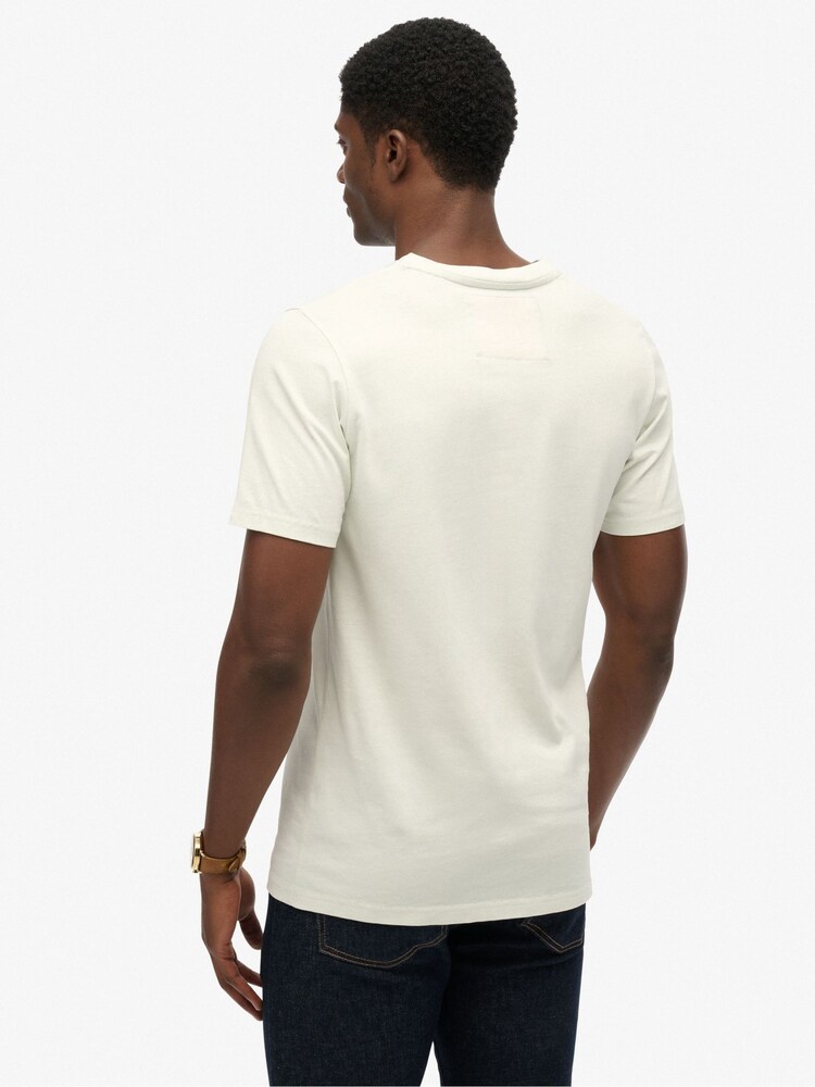 Superdry Cream Athletic Embossed Relaxed T-Shirt - Image 2 of 7 Superdry Cream Athletic Embossed Relaxed T-Shirt - Image 2 of 7