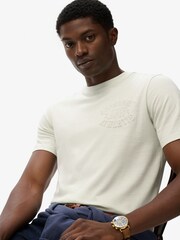 Superdry Cream Athletic Embossed Relaxed T-Shirt - Image 4 of 7
