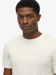 Superdry Cream Athletic Embossed Relaxed T-Shirt - Image 5 of 7