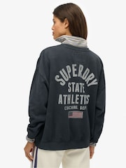 Superdry Blue Athletic Essentials Printed Crew Neck Sweatshirt - Image 2 of 6