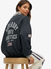 Superdry Blue Athletic Essentials Printed Crew Neck Sweatshirt - Image 4 of 6