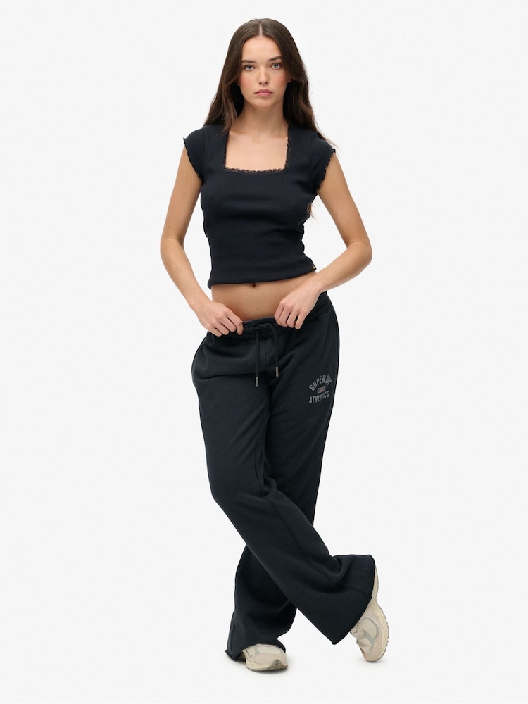 Superdry Blue Athletic Print Flare Joggers - Image 1 of 7