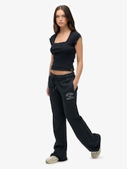 Superdry Blue Athletic Print Flare Joggers - Image 2 of 7