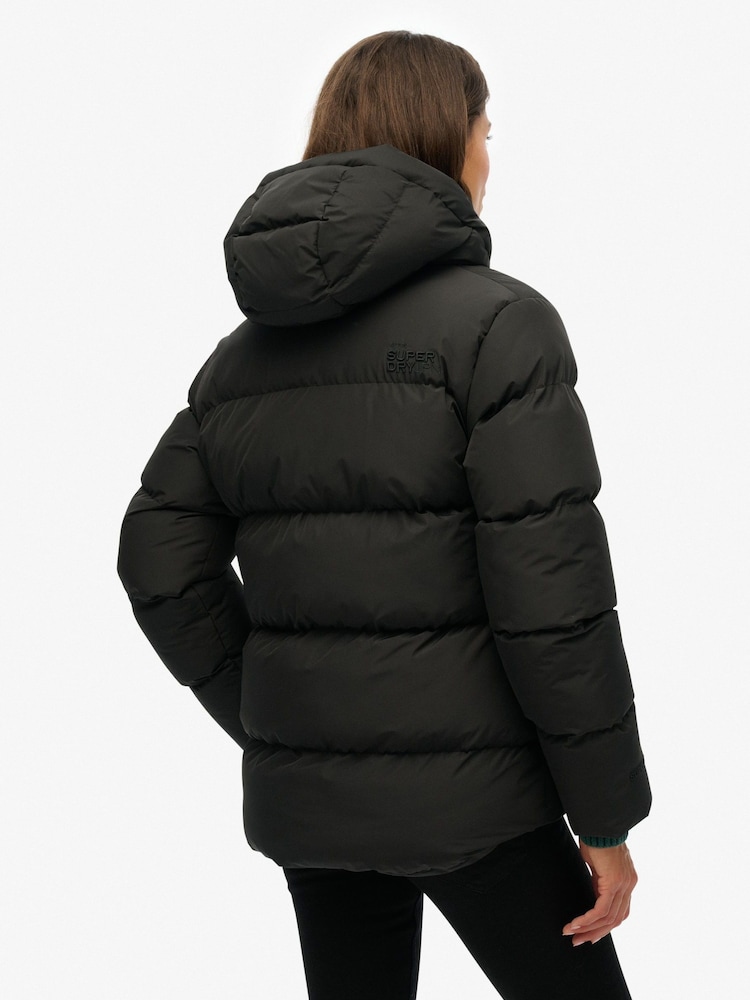 Superdry Black Hooded 5 Baffle Sports Puffer Jacket - Image 2 of 8