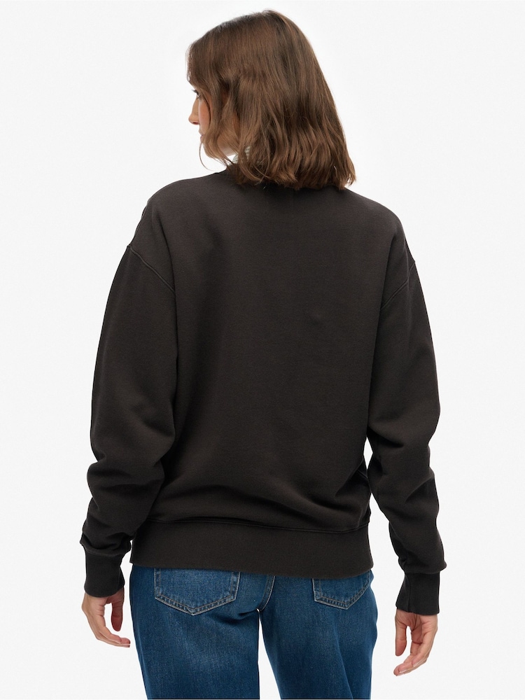 Superdry Black Souvenir Graphic Loose Crew Sweatshirt - Image 2 of 7