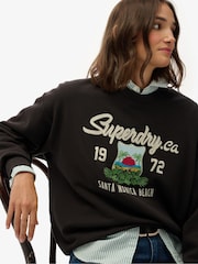 Superdry Black Souvenir Graphic Loose Crew Sweatshirt - Image 4 of 7