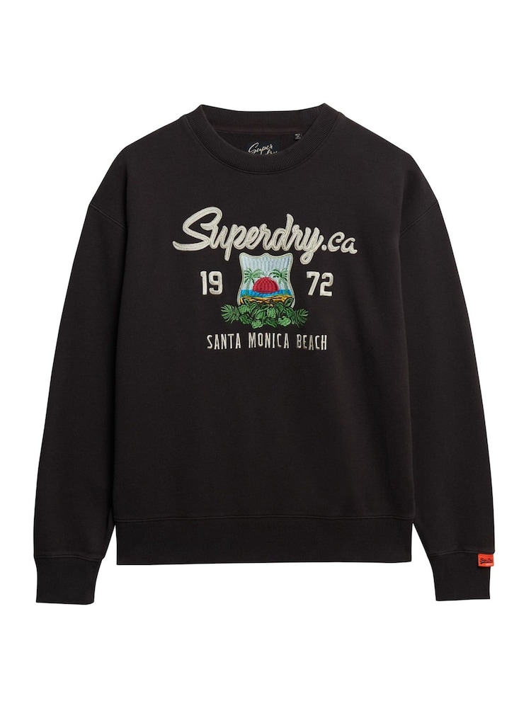 Superdry Black Souvenir Graphic Loose Crew Sweatshirt - Image 7 of 7