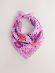 Purple Flower Crochet Triangle Headscarf (3-16yrs) - Image 1 of 3