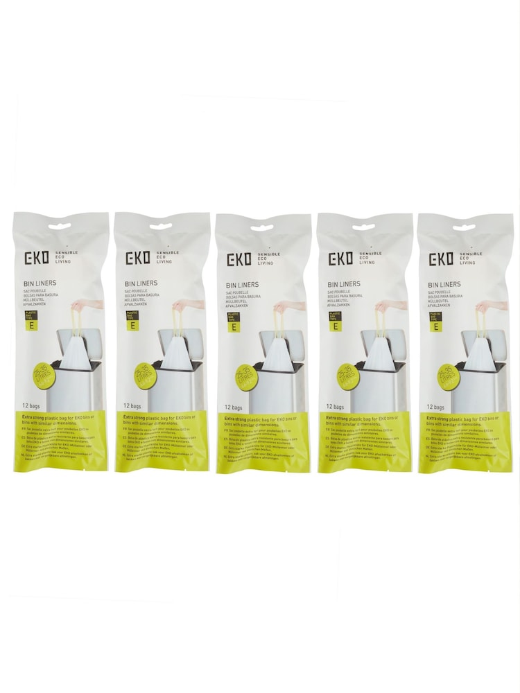 Eko White Bundle of Size F Bin Liners 40-60L (12 bags) x5 - Image 2 of 2