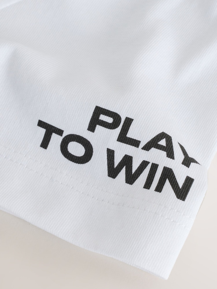 白色/金色足球印花連衣裙 - 標準剪裁短袖圖案印花T恤（3-16歲） - 圖片 5，共 5