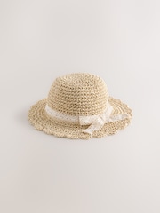 Cream Straw Sun Hat (3mths-13yrs) - Image 1 of 3